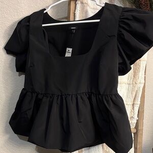 Express Black Puff Sleeve Blouse